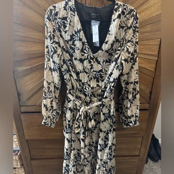 Lane Bryant Black, Cream with a touch of sparkle Floral Holidays Dress. - Picture 3 of 5